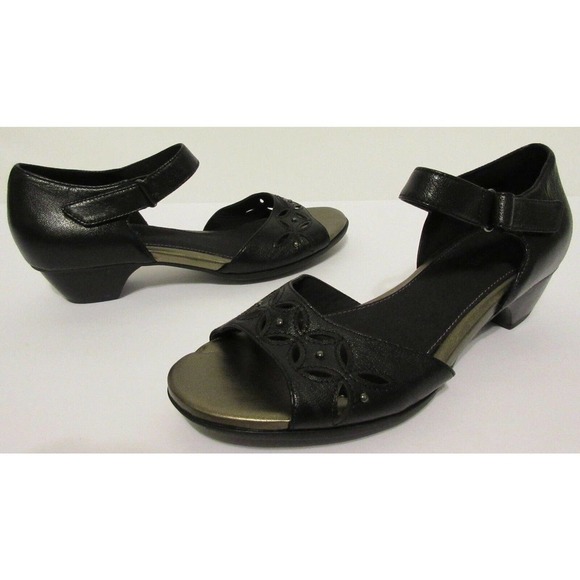 Aravon Shoes - Aravon Sofia Hook Loop Leather AAO05BK Black Sandals Shoes 8.5 AA Women's $139